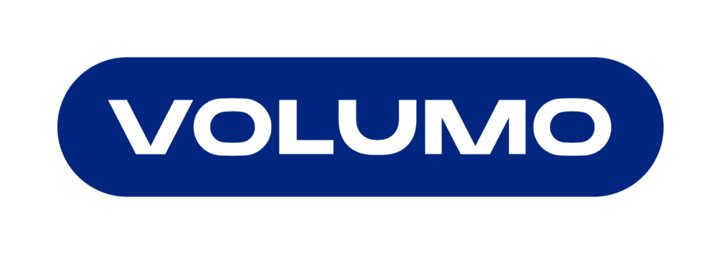VOLUMO Logo Box Text - Resolution Blue + White Volumo